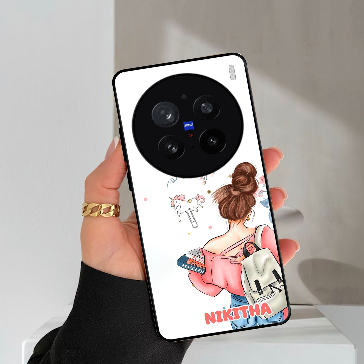 Girl With Book Glossy Metal Case Cover For Vivo