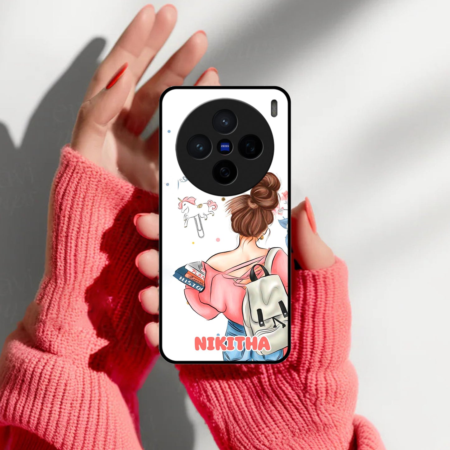 Girl With Book Glossy Metal Case Cover For Vivo