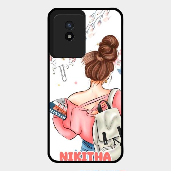 Girl With Book Glossy Metal Case Cover For Vivo Y02T