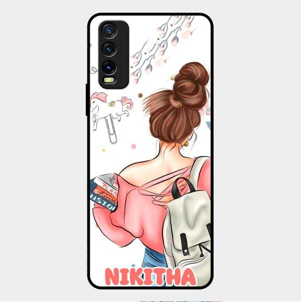 Girl With Book Glossy Metal Case Cover For Vivo Y12G