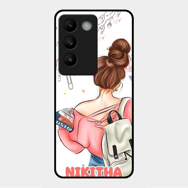 Girl With Book Glossy Metal Case Cover For Vivo Y200E 5G