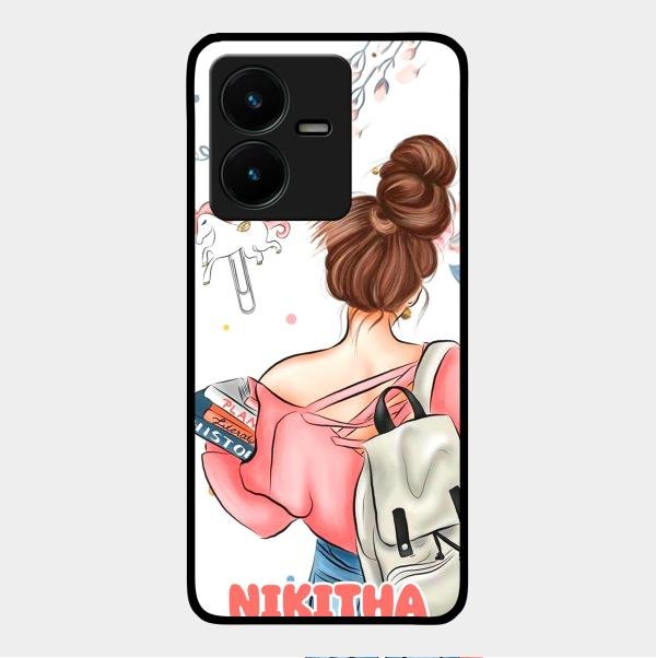 Girl With Book Glossy Metal Case Cover For Vivo Y22