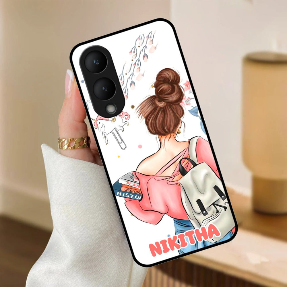 Girl With Book Glossy Metal Case Cover For Vivo