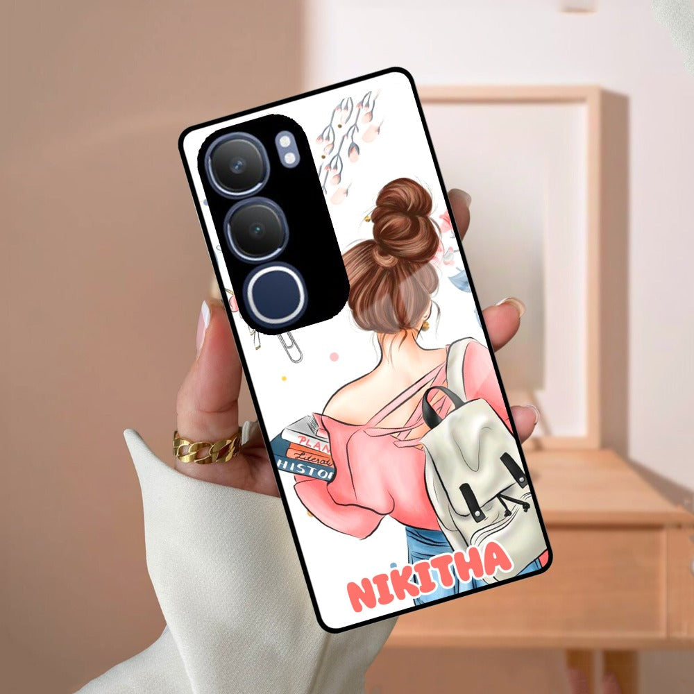 Girl With Book Glossy Metal Case Cover For Vivo