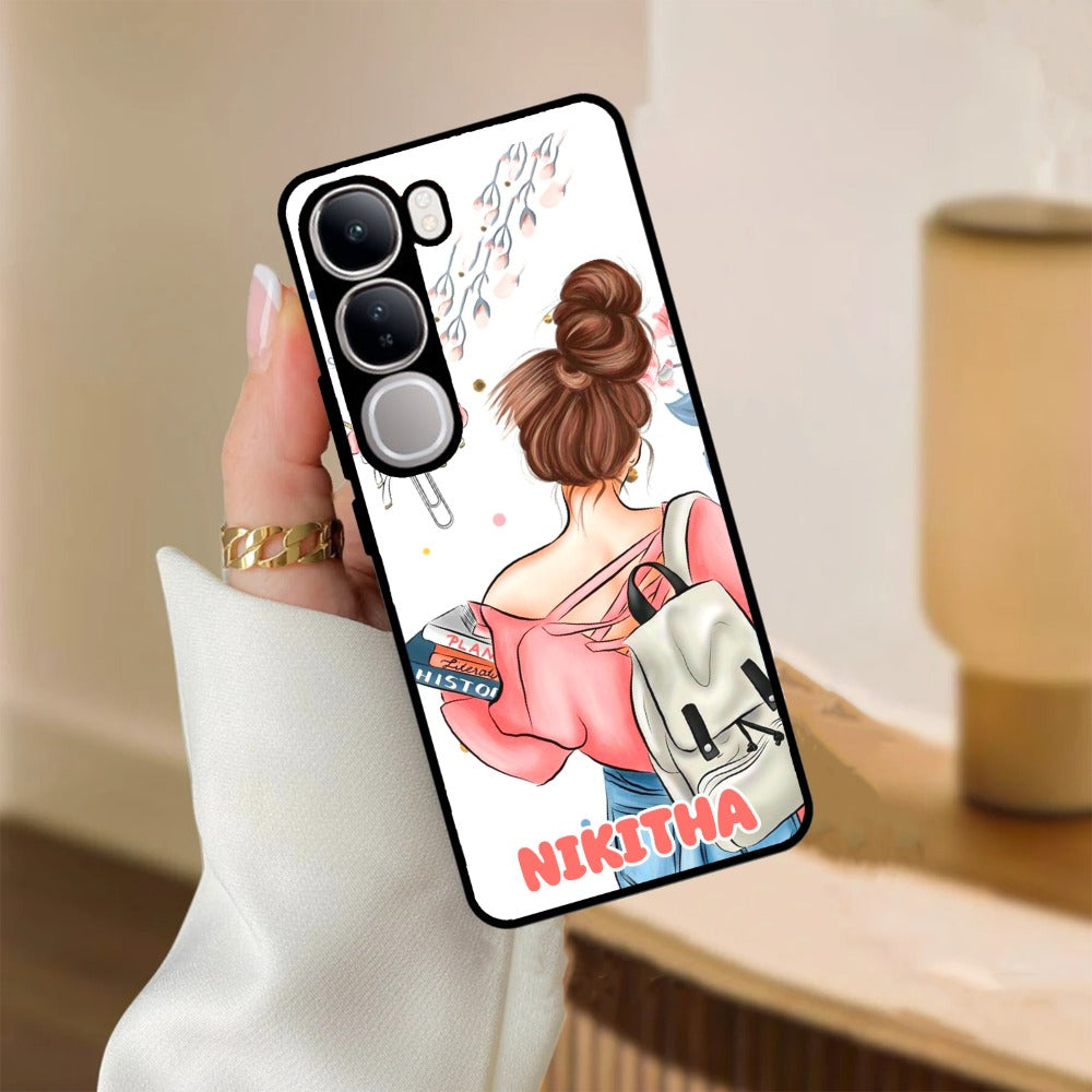 Girl With Book Glossy Metal Case Cover For Vivo