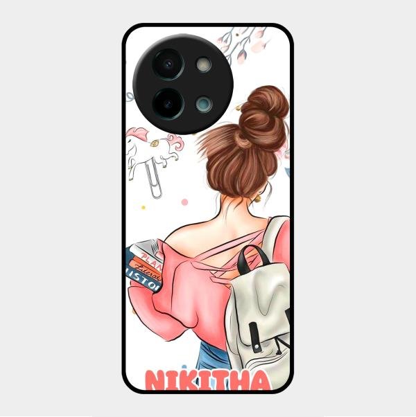 Girl With Book Glossy Metal Case Cover For Vivo Y58 5G