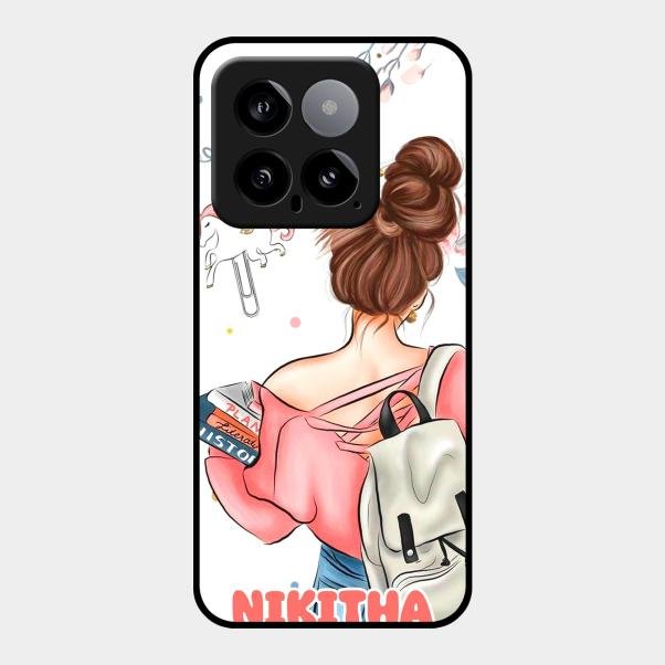 Girl With Book Glossy Metal Case Cover For Xiaomi 14 5G