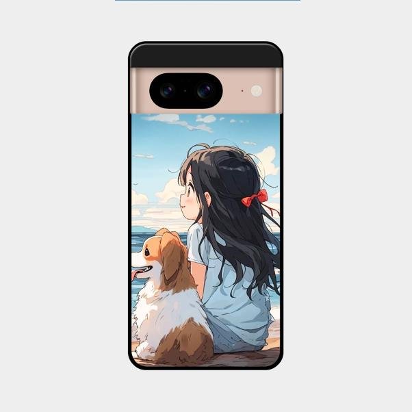 Girl With Dog Glossy Metal Case Cover For Google Pixel 8 5G