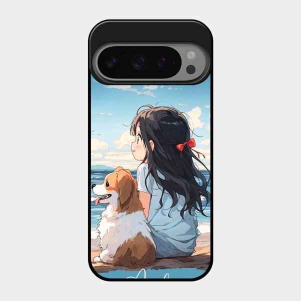 Girl With Dog Glossy Metal Case Cover For Google Pixel 9 Pro 5G