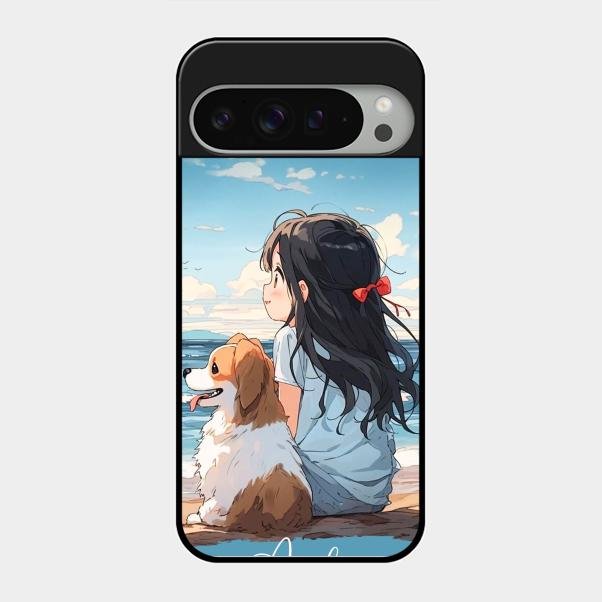 Girl With Dog Glossy Metal Case Cover For Google Pixel 9 Pro Xl