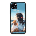 Girl With Dog Glossy Metal Case Cover For iPhone 14 Plus