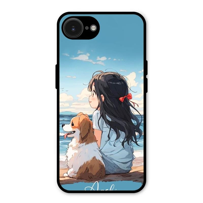 Girl With Dog Glossy Metal Case Cover For iPhone 16e