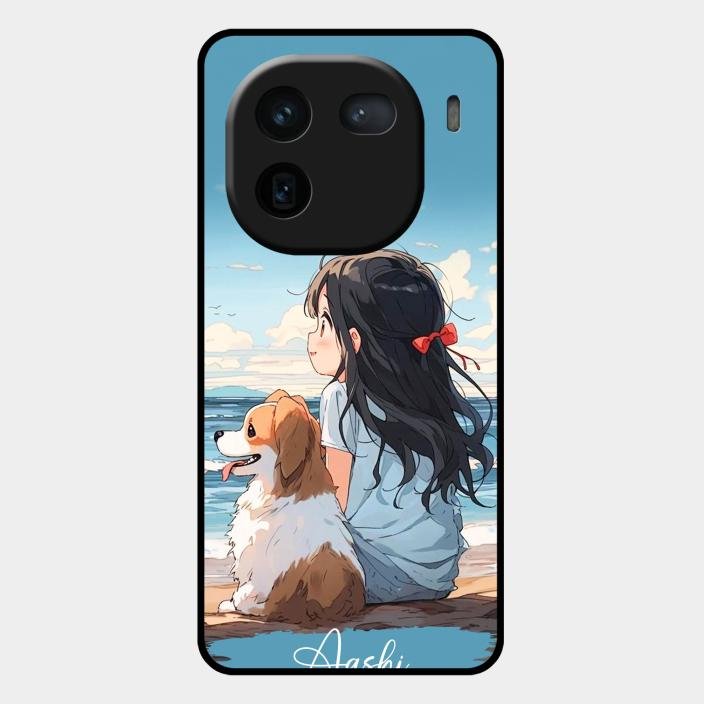 Girl With Dog Glossy Metal Case Cover For Iqoo 12 5G