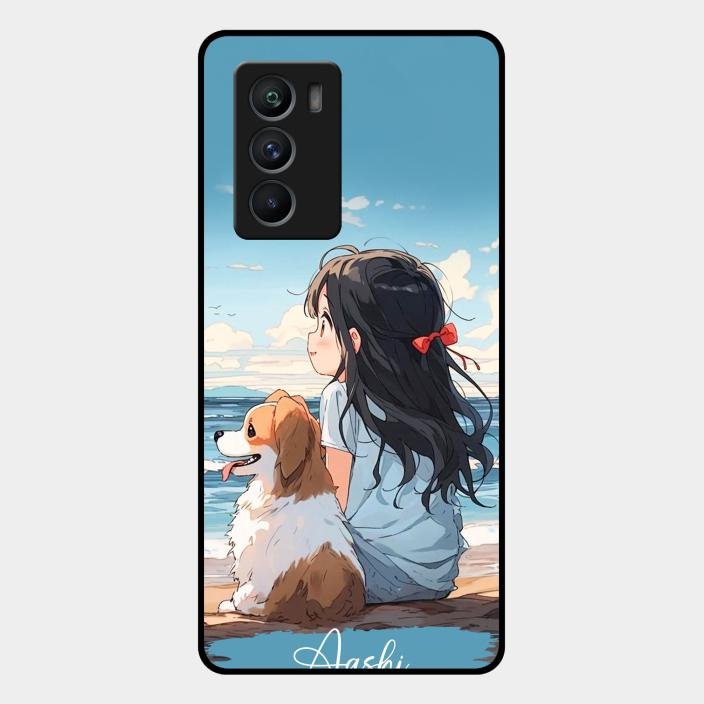 Girl With Dog Glossy Metal Case Cover For Iqoo 9 Se 5G