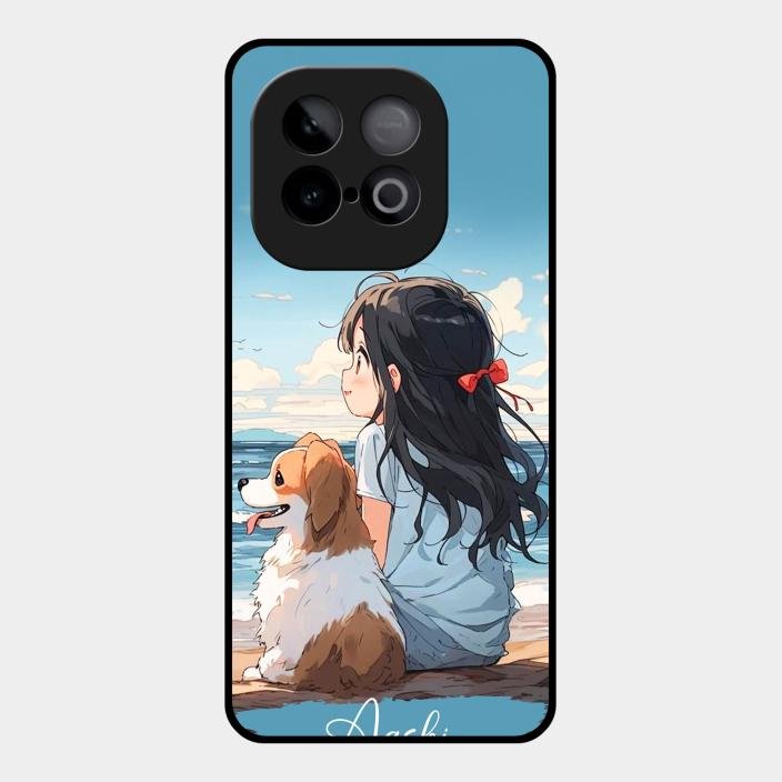 Girl With Dog Glossy Metal Case Cover For Iqoo Neo 10 5G