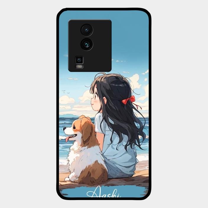 Girl With Dog Glossy Metal Case Cover For Iqoo Neo 7 Pro 5G