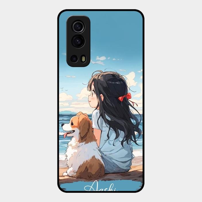 Girl With Dog Glossy Metal Case Cover For Iqoo Z3 5G