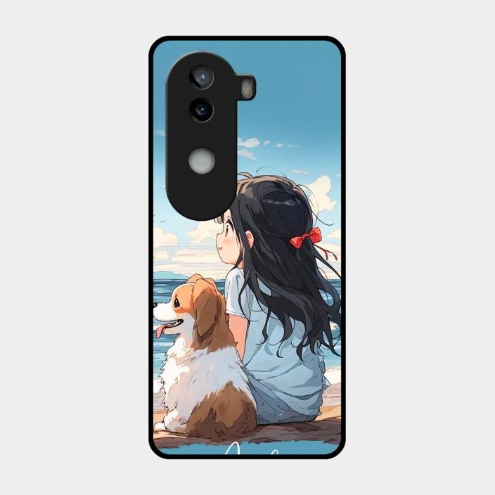 Girl With Dog Glossy Metal Case Cover For Iqoo Z9S 5G
