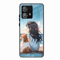 Girl With Dog Glossy Metal Case Cover For Motorola Edge 40 5G