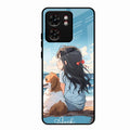 Girl With Dog Glossy Metal Case Cover For Motorola Edge 40