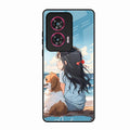 Girl With Dog Glossy Metal Case Cover For Motorola Edge 50 Fusion 5G