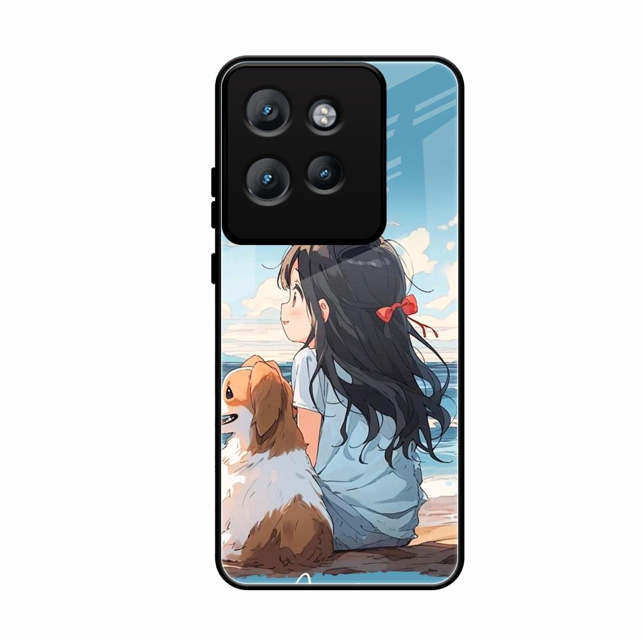 Girl With Dog Glossy Metal Case Cover For Motorola Edge 50 Neo