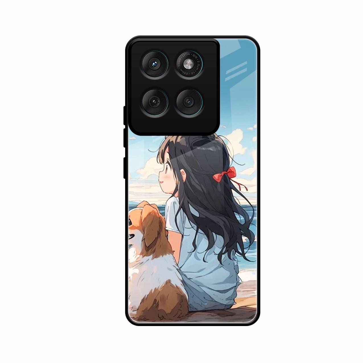 Girl With Dog Glossy Metal Case Cover For Motorola G57 Power 5G