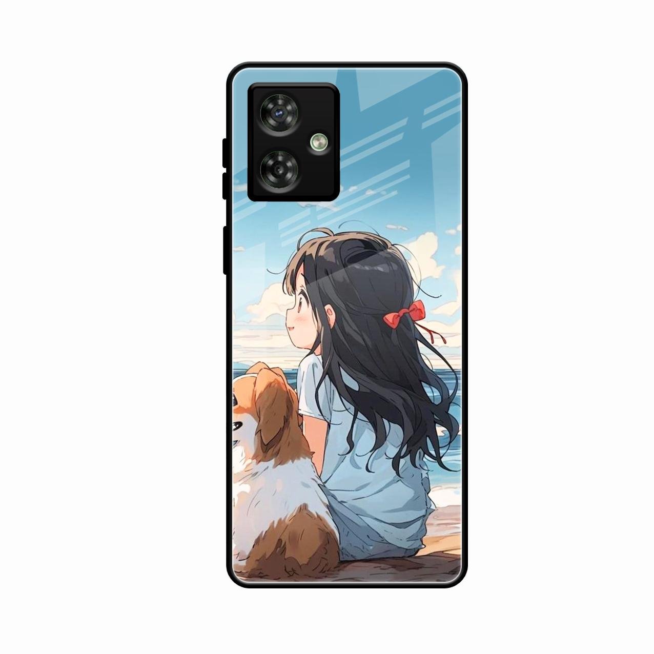 Girl With Dog Glossy Metal Case Cover For Motorola G64 5G
