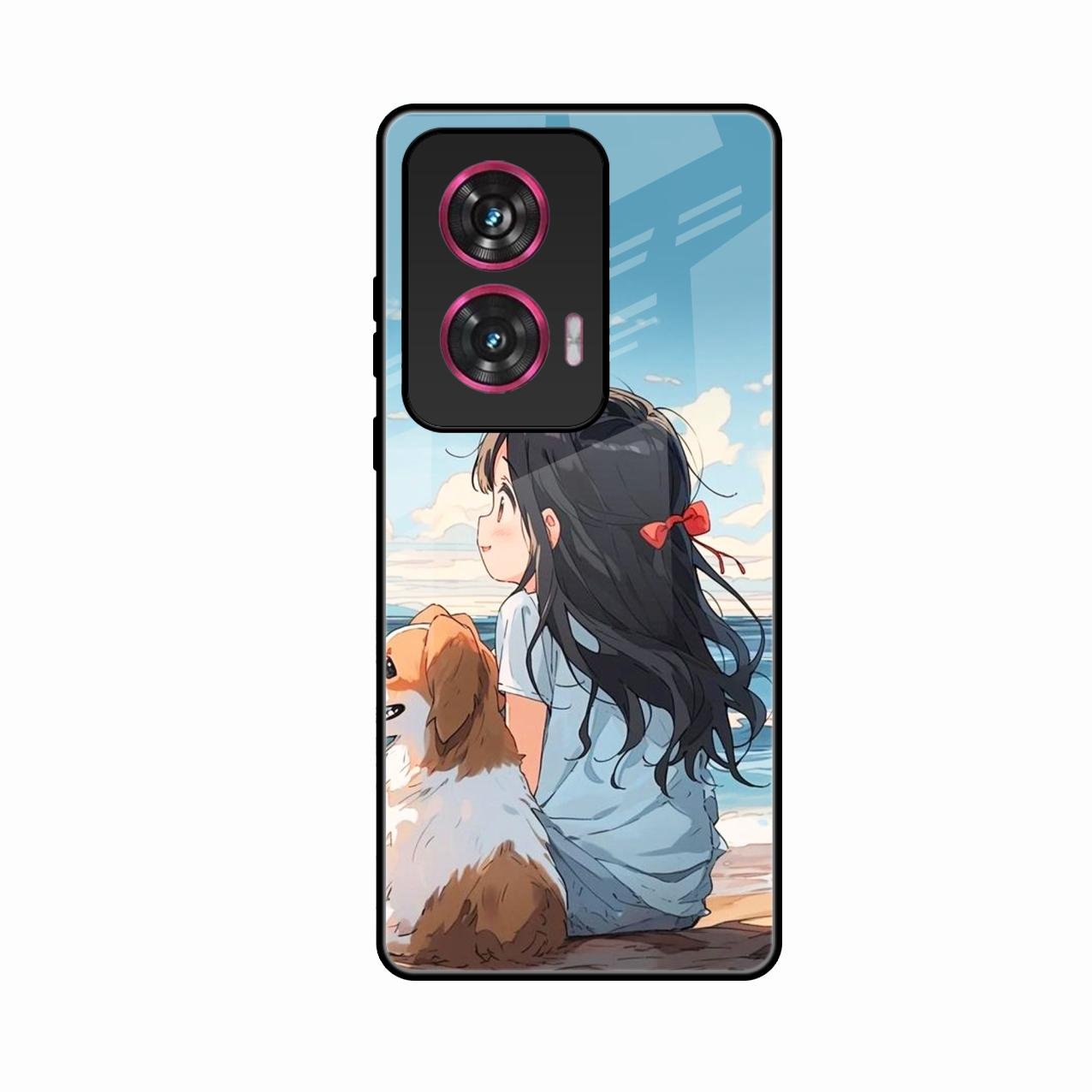Girl With Dog Glossy Metal Case Cover For Motorola G85 5G