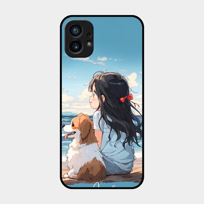 Girl With Dog Glossy Metal Case Cover For Nothing Phone 1