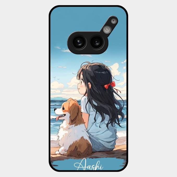 Girl With Dog Glossy Metal Case Cover For Nothing Phone 2A Plus