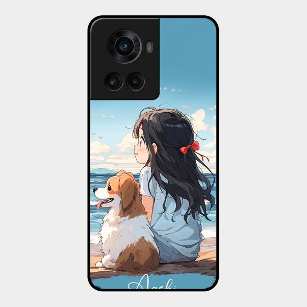 Girl With Dog Glossy Metal Case Cover For Oneplus 10R 5G