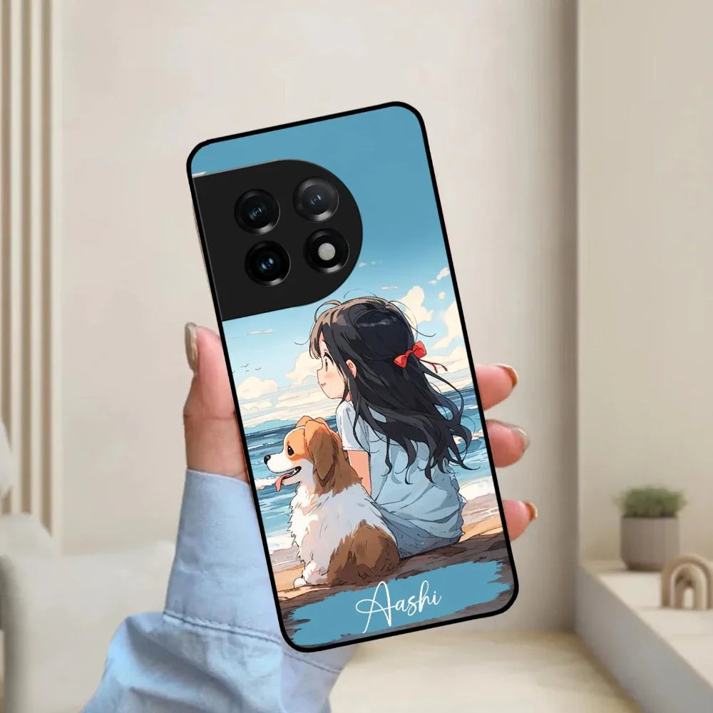 Girl With Dog Glossy Metal Case Cover For OnePlus - ShopOnCliQ