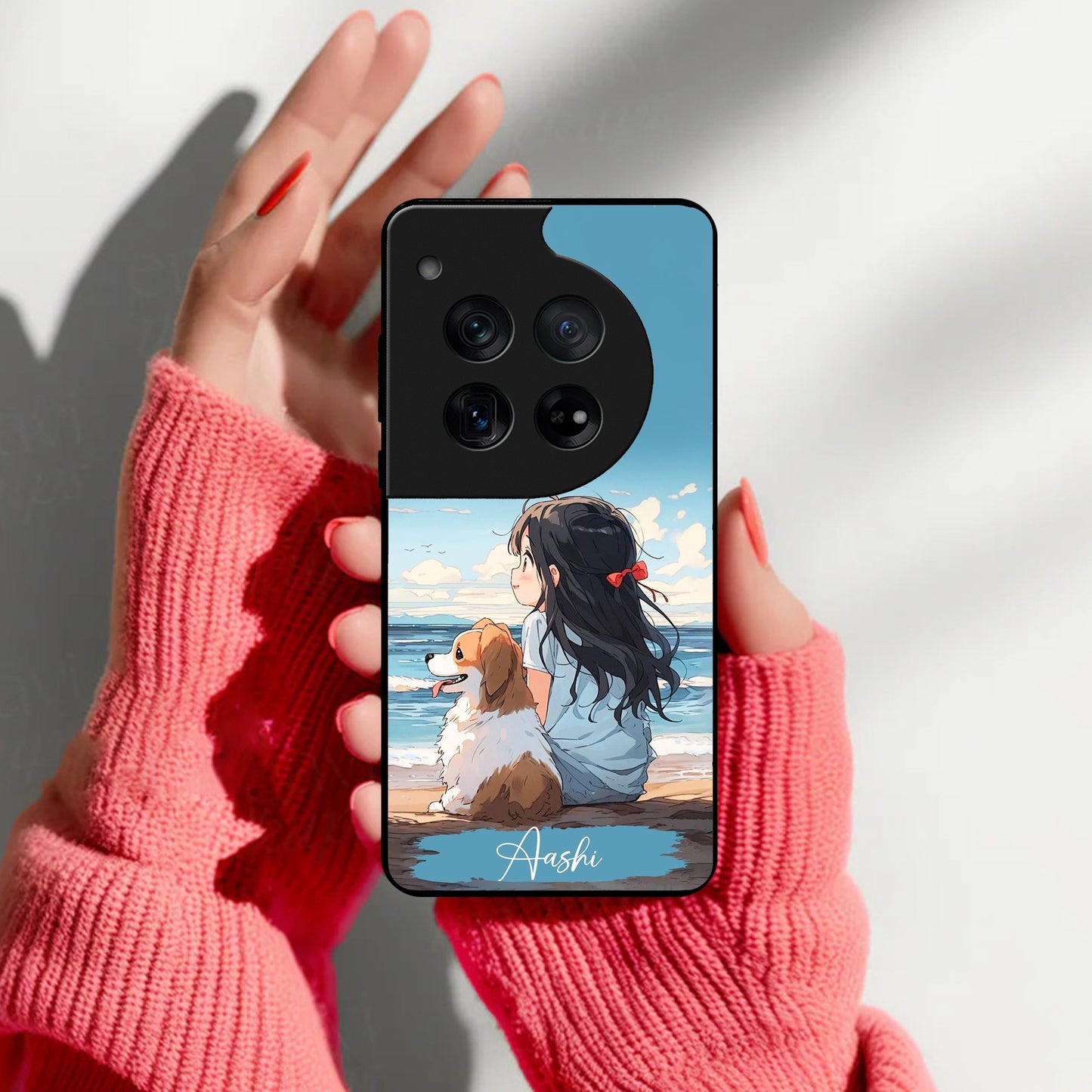 Girl With Dog Glossy Metal Case Cover For OnePlus