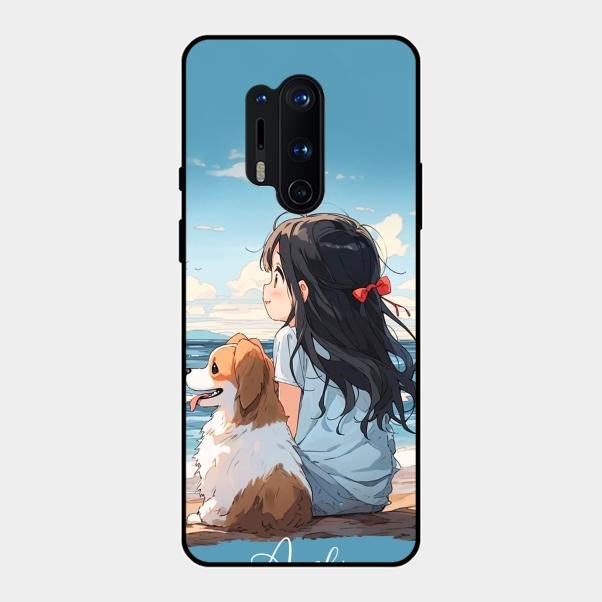 Girl With Dog Glossy Metal Case Cover For Oneplus 8 Pro