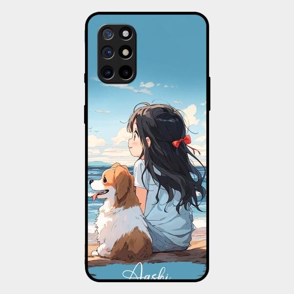 Girl With Dog Glossy Metal Case Cover For Oneplus 8T