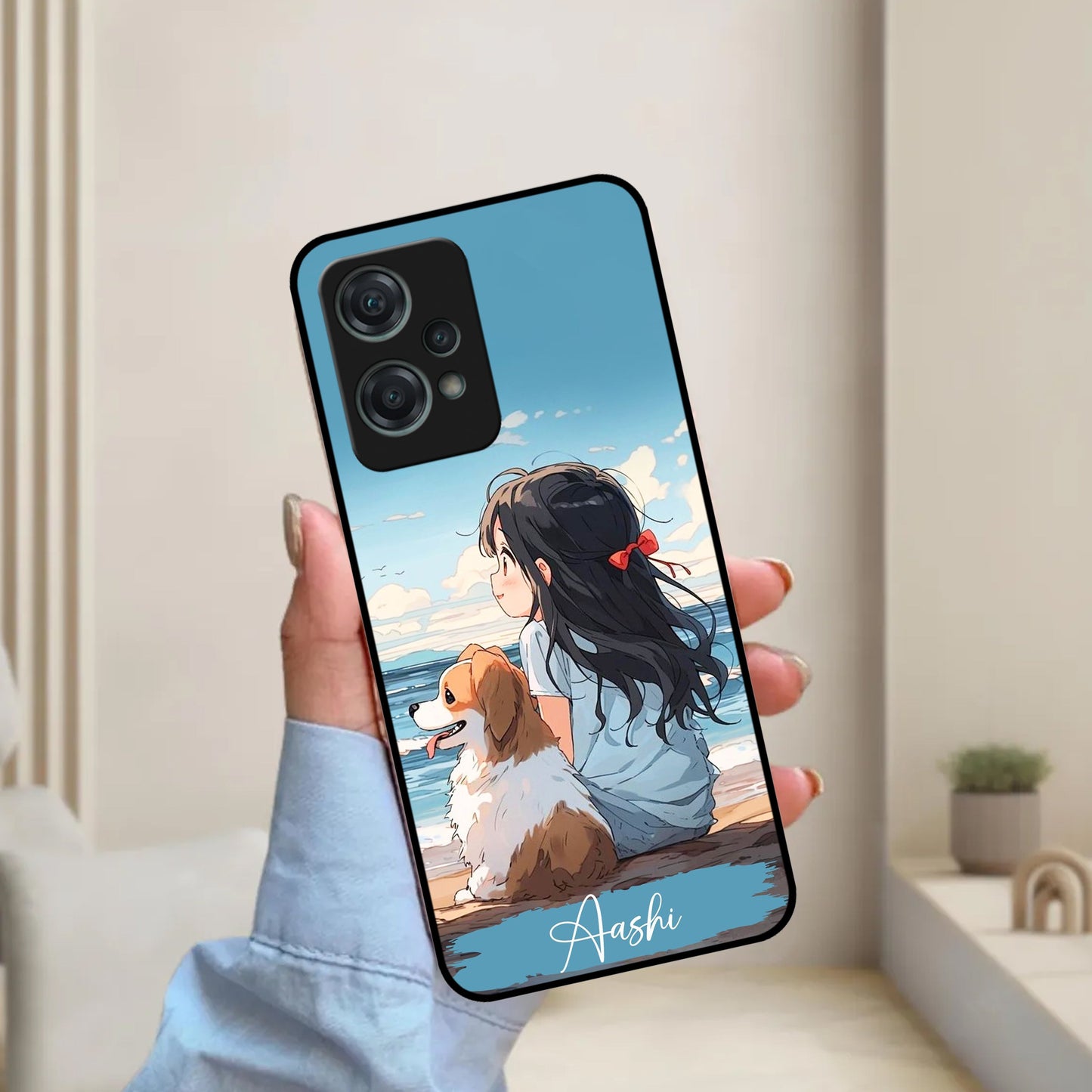 Girl With Dog Glossy Metal Case Cover For OnePlus