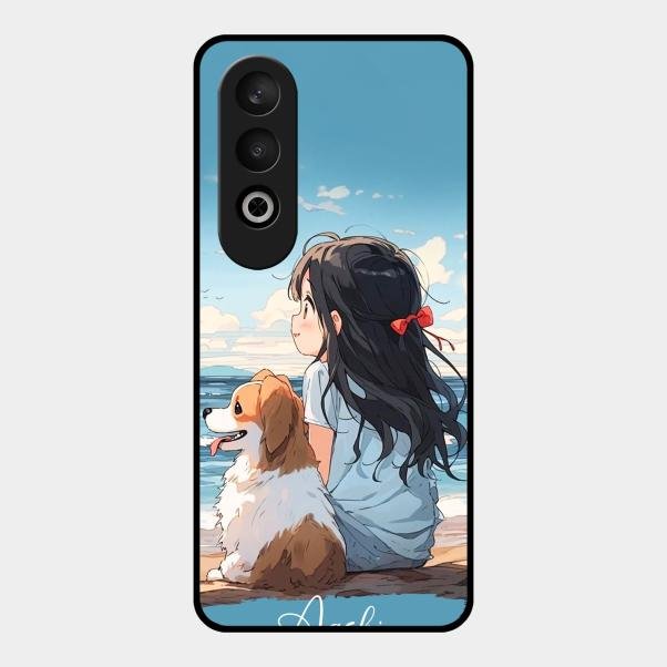 Girl With Dog Glossy Metal Case Cover For Oneplus Nord Ce 4 5G