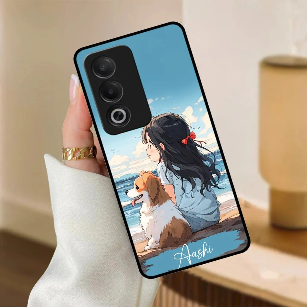 Girl With Dog Glossy Metal Case Cover For Oppo - ShopOnCliQ