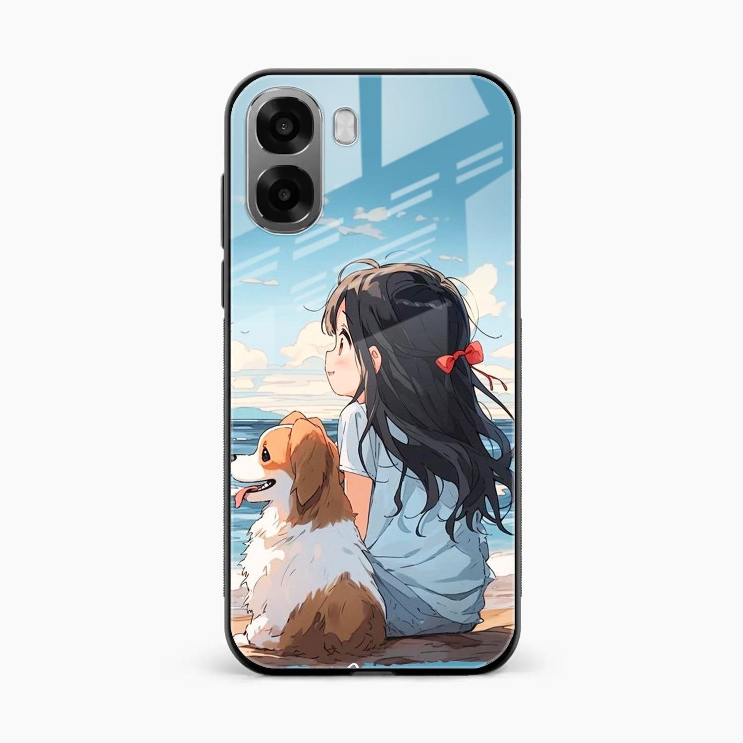 Girl With Dog Glossy Metal Case Cover For Oppo A6X 5G