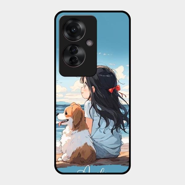Girl With Dog Glossy Metal Case Cover For Oppo F25 Pro 5G