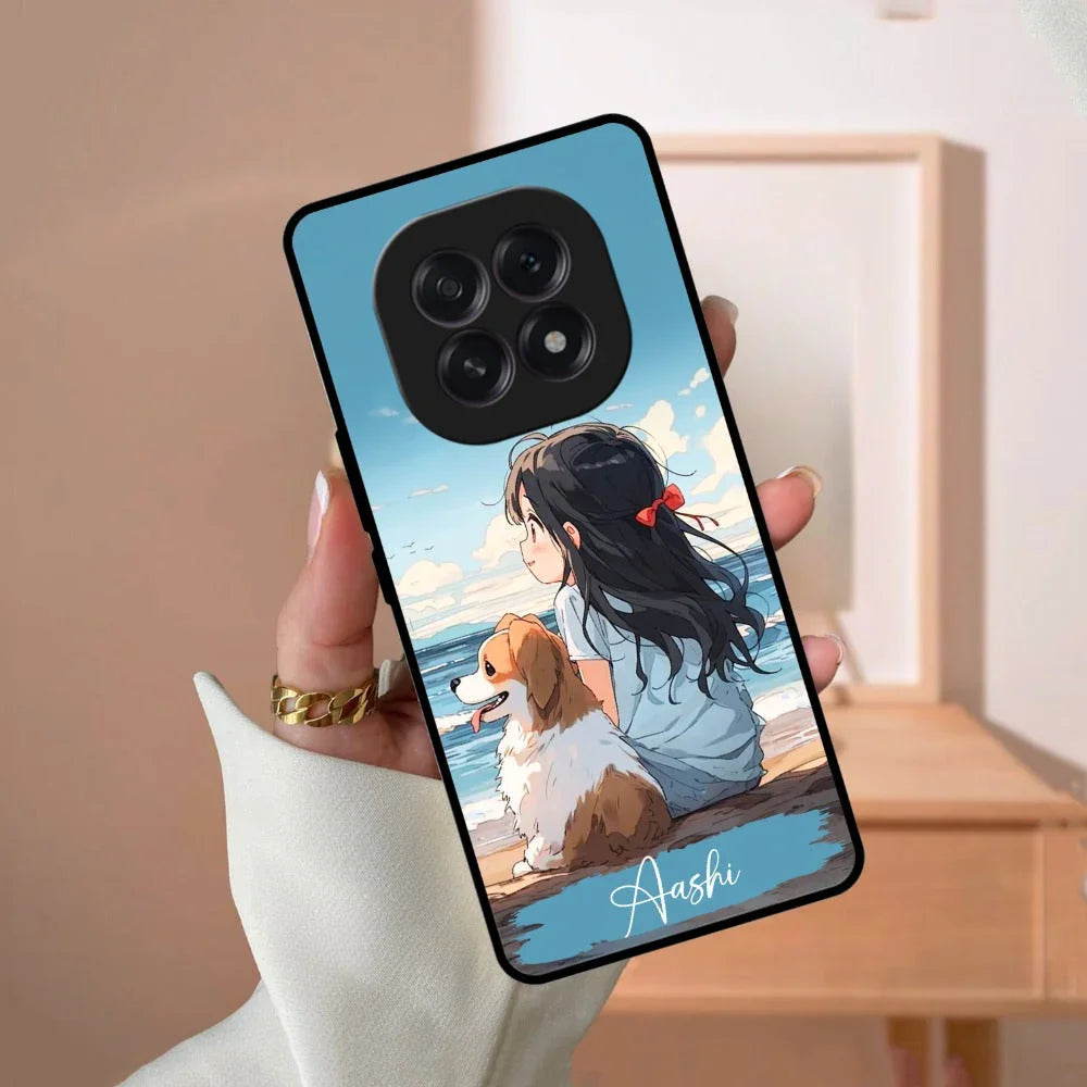 Girl With Dog Glossy Metal Case Cover For Oppo - ShopOnCliQ