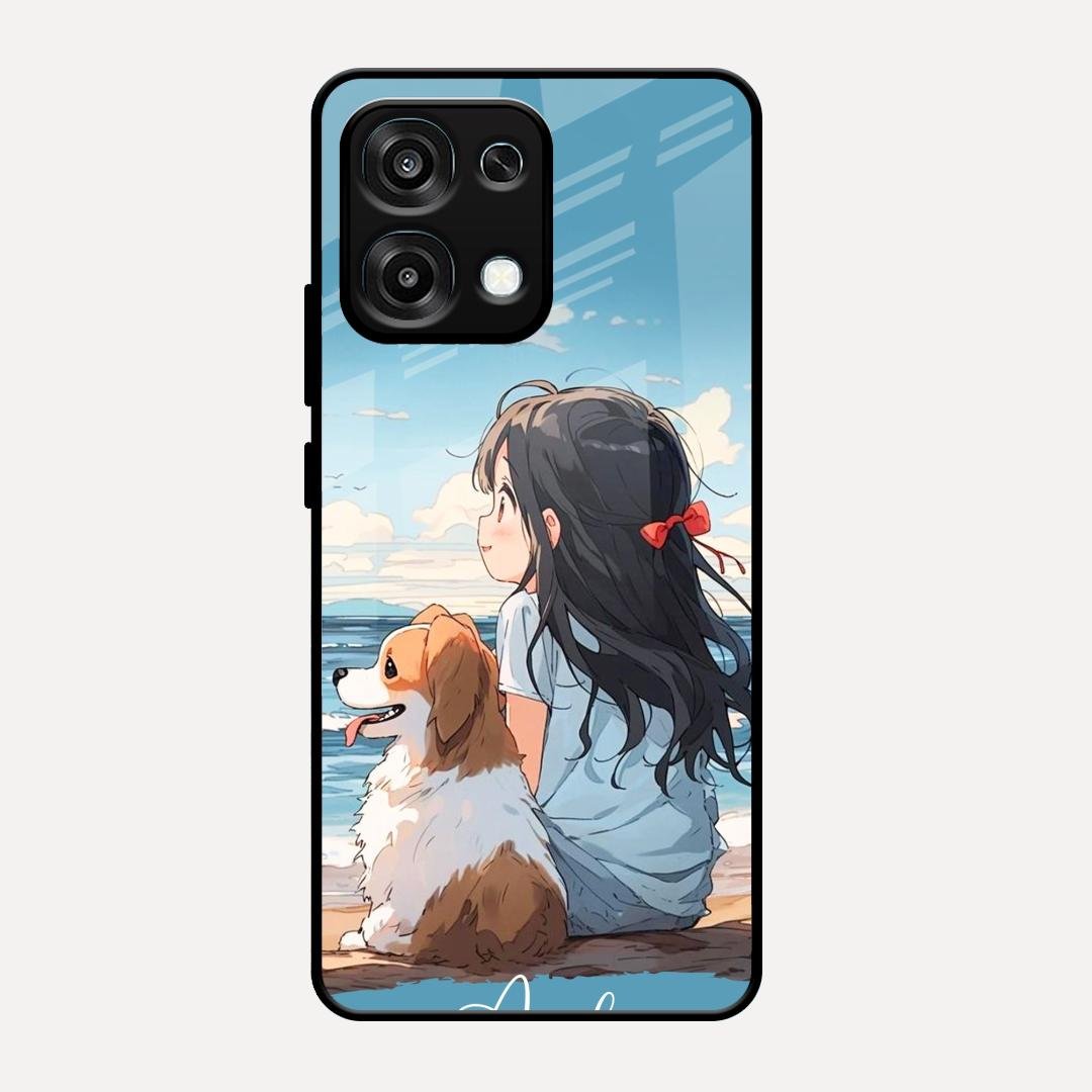 Girl With Dog Glossy Metal Case Cover For Oppo F31 5G