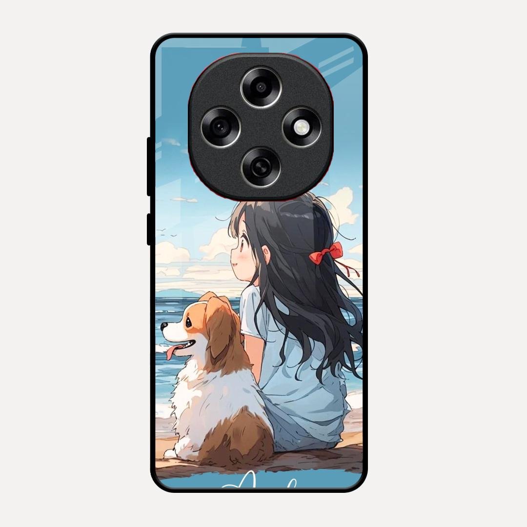 Girl With Dog Glossy Metal Case Cover For Oppo F31 Pro 5G