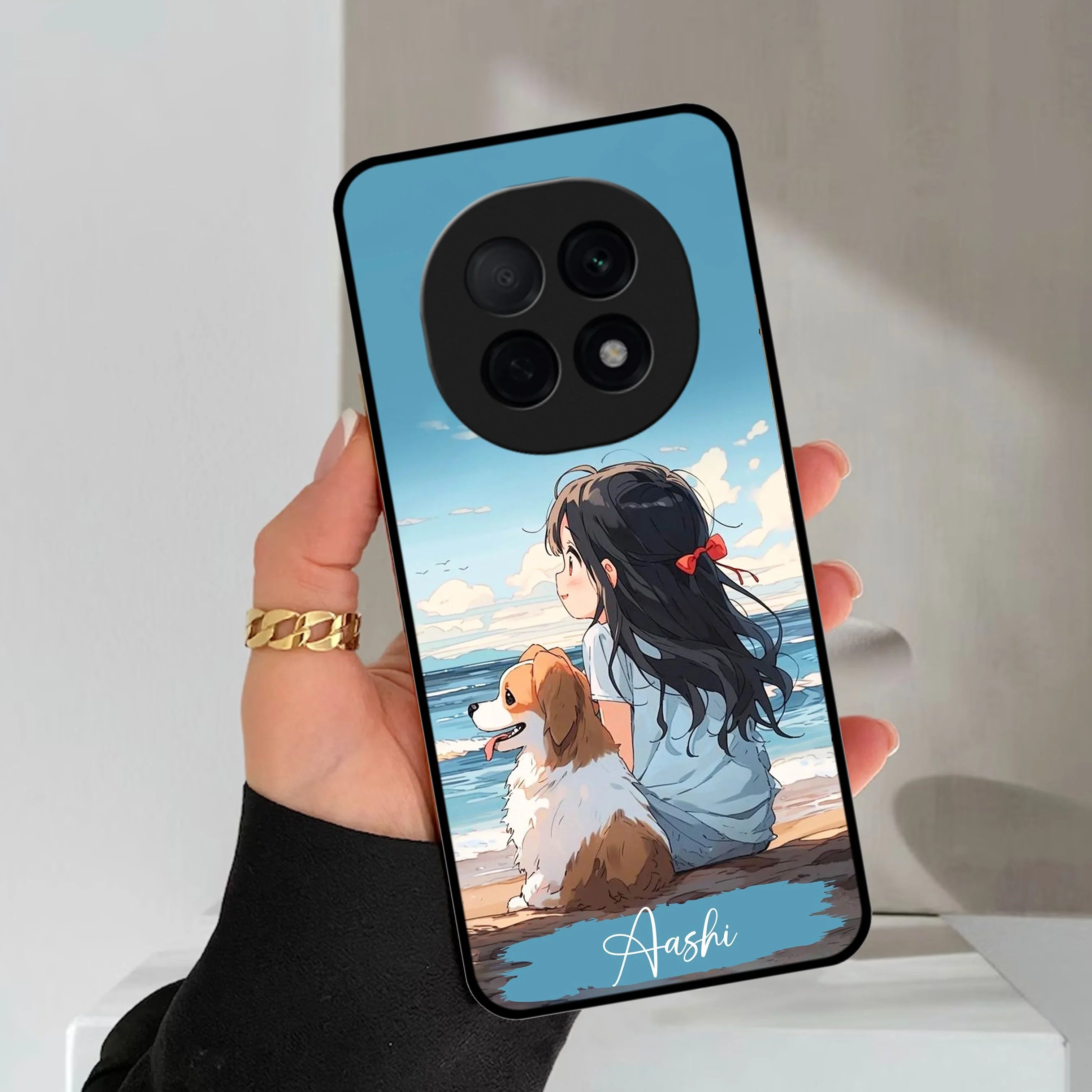 Girl With Dog Glossy Metal Case Cover For Oppo - ShopOnCliQ