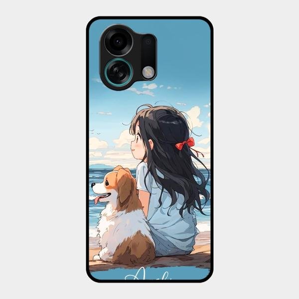 Girl With Dog Glossy Metal Case Cover For Oppo K13 Turbo 5G