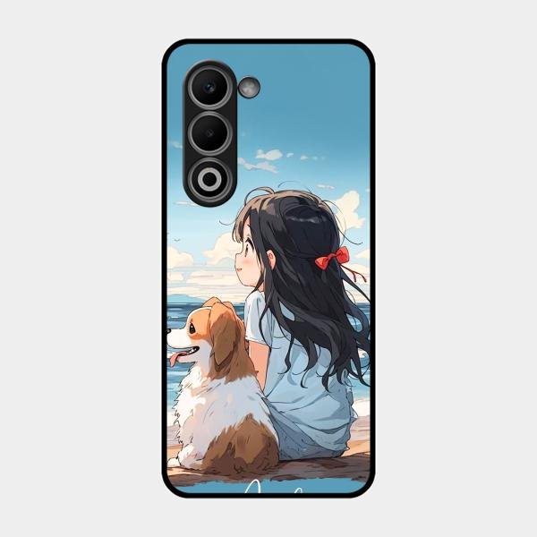 Girl With Dog Glossy Metal Case Cover For Oppo K13X 5G