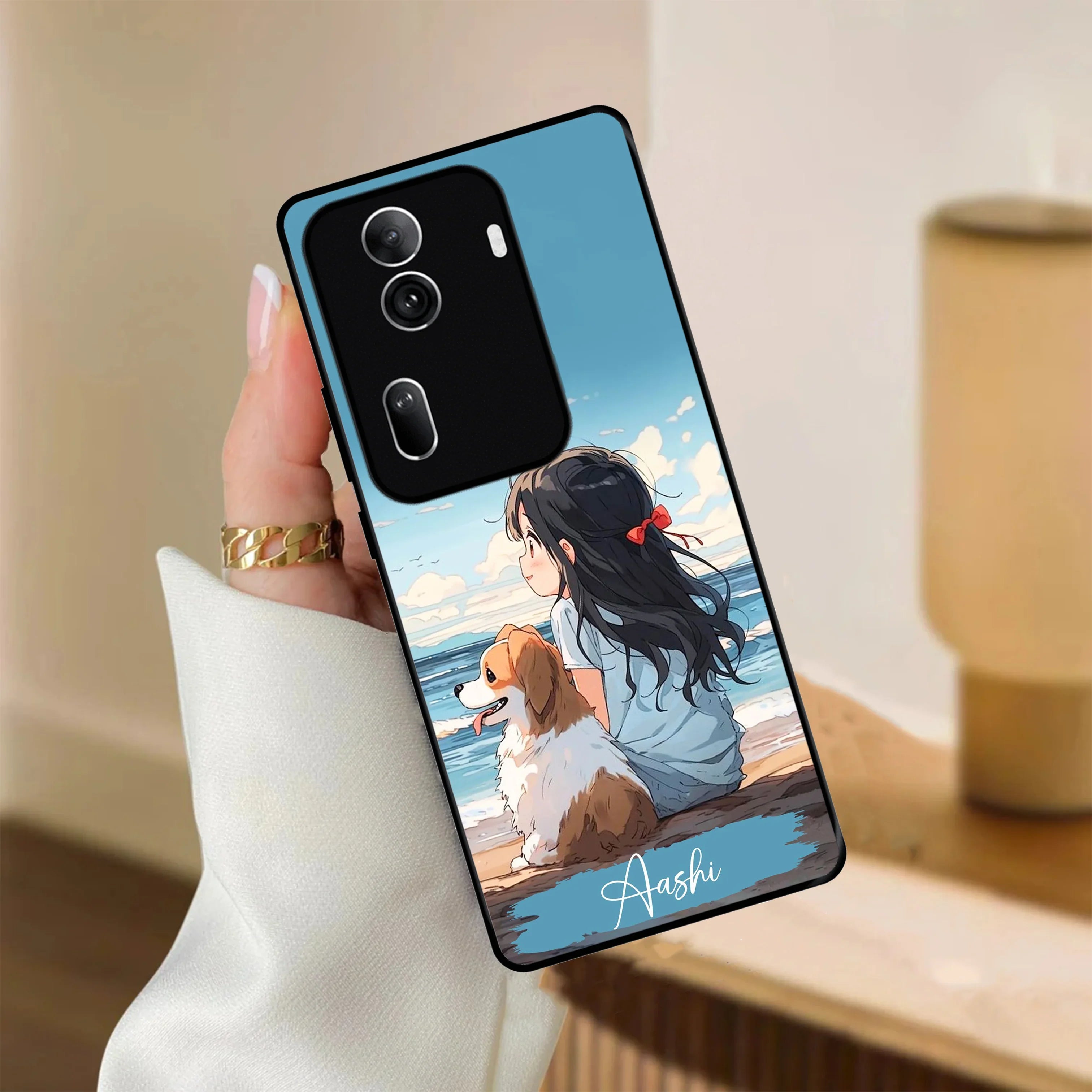 Girl With Dog Glossy Metal Case Cover For Oppo - ShopOnCliQ