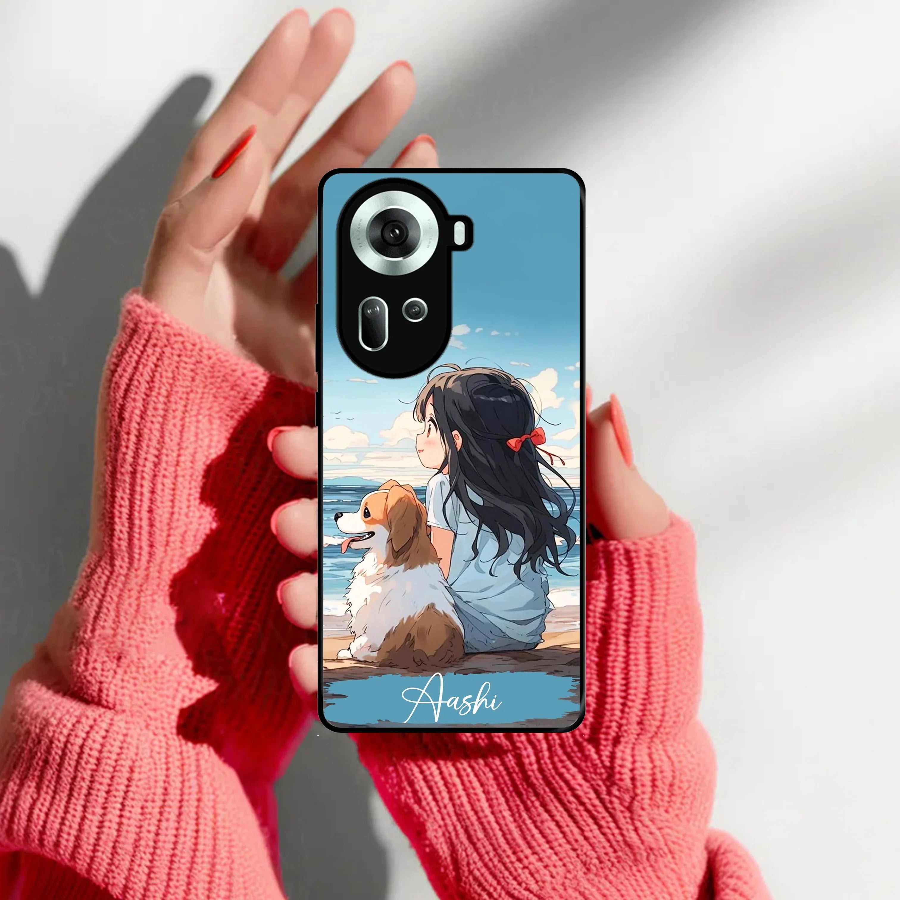 Girl With Dog Glossy Metal Case Cover For Oppo - ShopOnCliQ