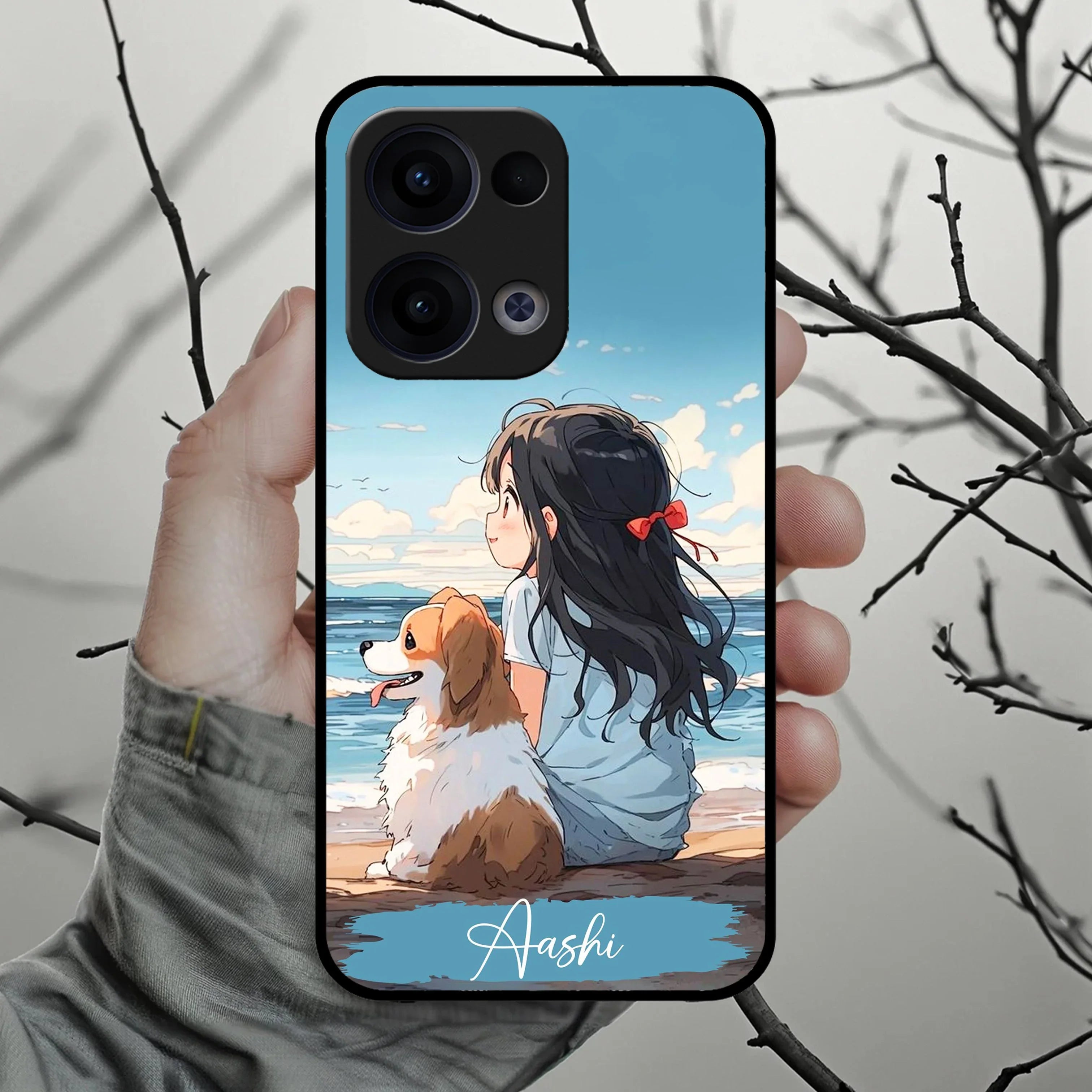 Girl With Dog Glossy Metal Case Cover For Oppo - ShopOnCliQ